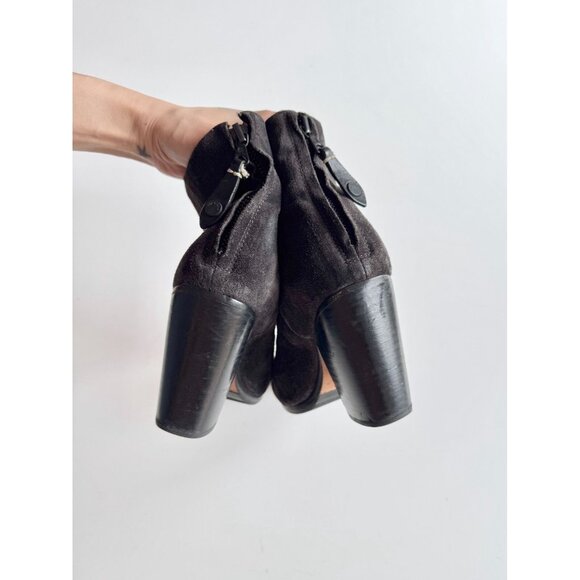 RAG & BONE Newbury Black Suede Leather Block Heel Ankle Boots, Size 37.5 - Picture 8 of 16